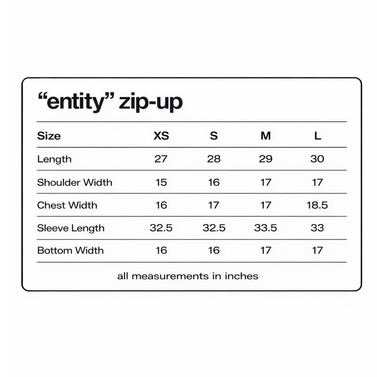 “entity” zip-up