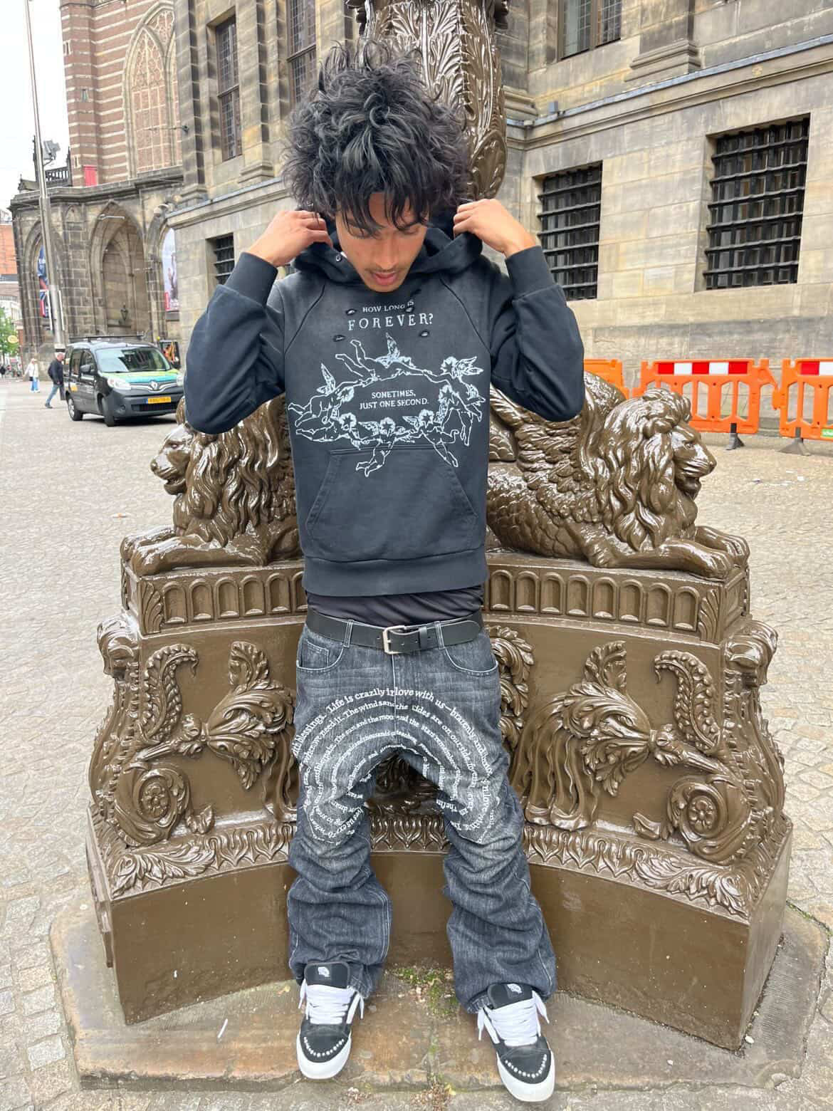 "spiral" denim , black
